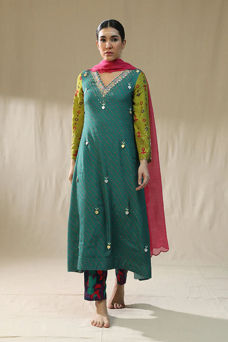 Emerald Green A Line Suit Set