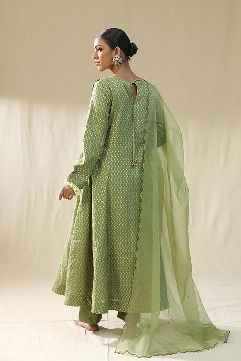 Pista Green Kastoori Self Suit Set