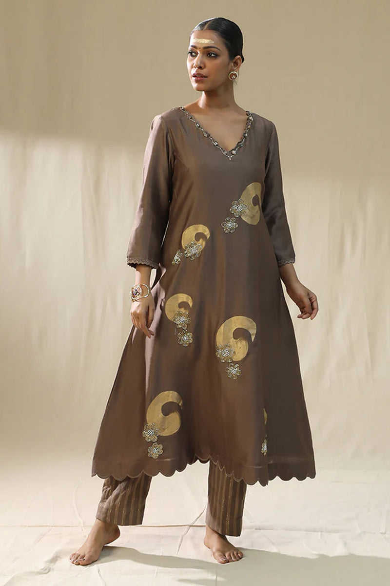 Mocha Brushstroke Suit Set
