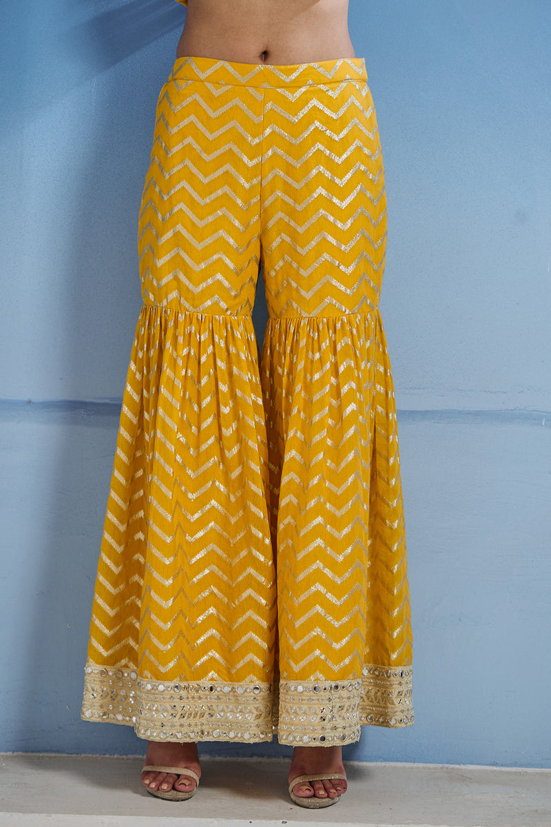 Yellow Sharara with Kurta and Dupatta Set