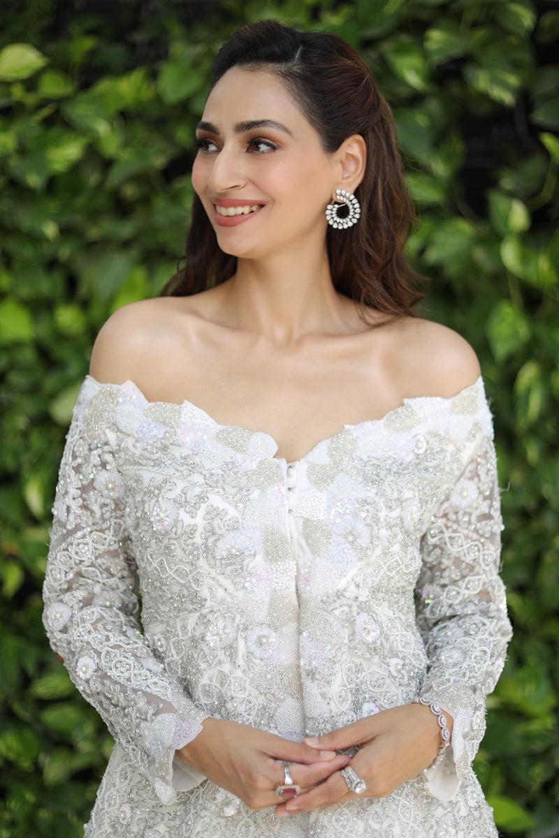 Alia White - Off shoulder peplum top and ruffle skirt set