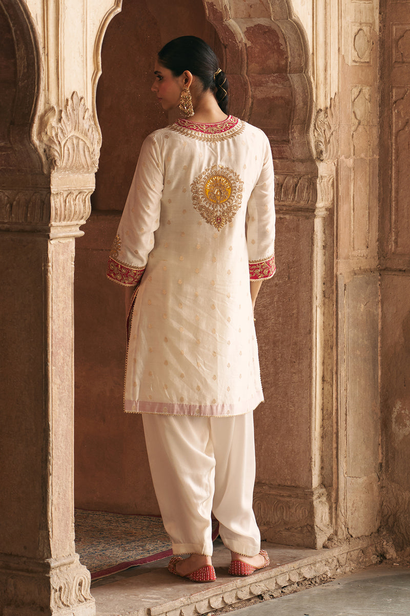 ANILA - DAISY IVORY SHORT KURTA WITH SALWAR
