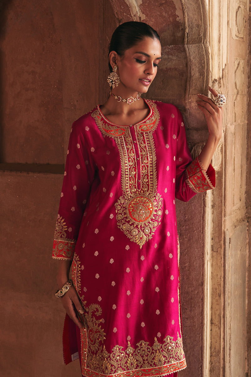 ANILA - HOTPINK SHORT KURTA WITH SALWAR