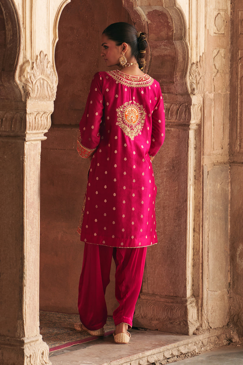 ANILA - HOTPINK SHORT KURTA WITH SALWAR
