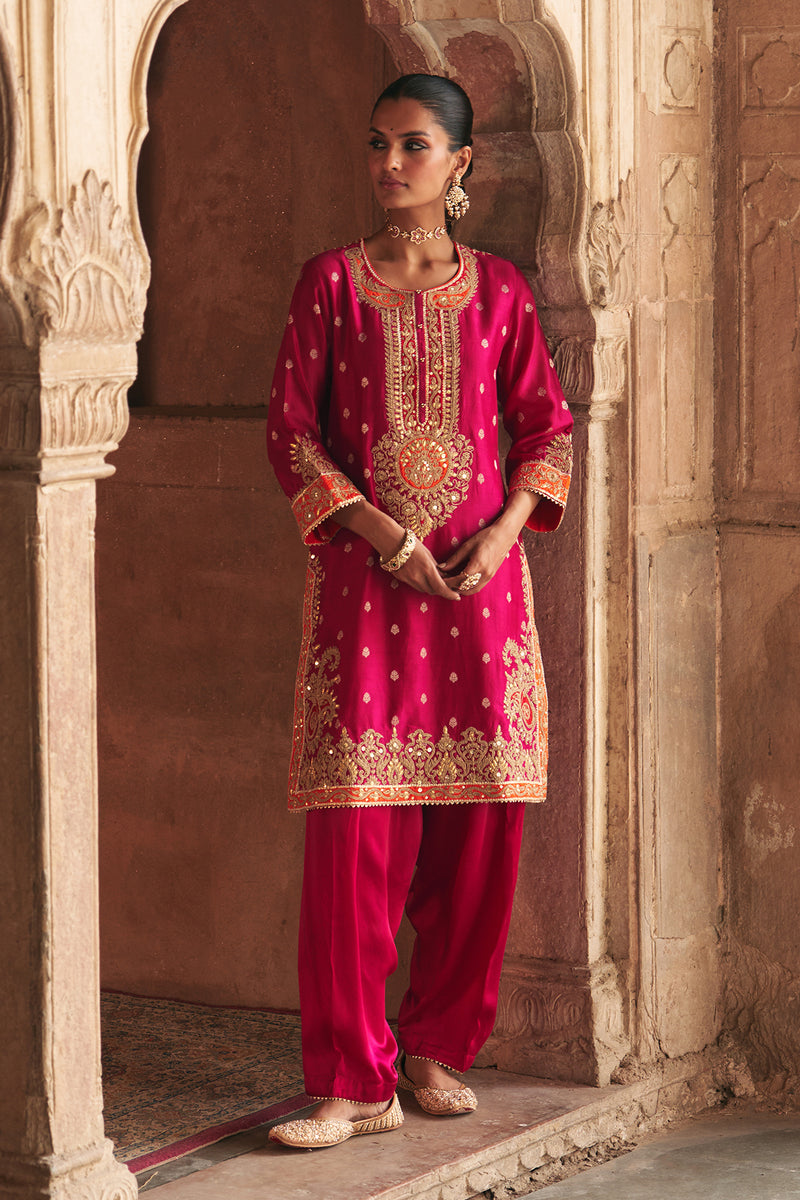 ANILA - HOTPINK SHORT KURTA WITH SALWAR