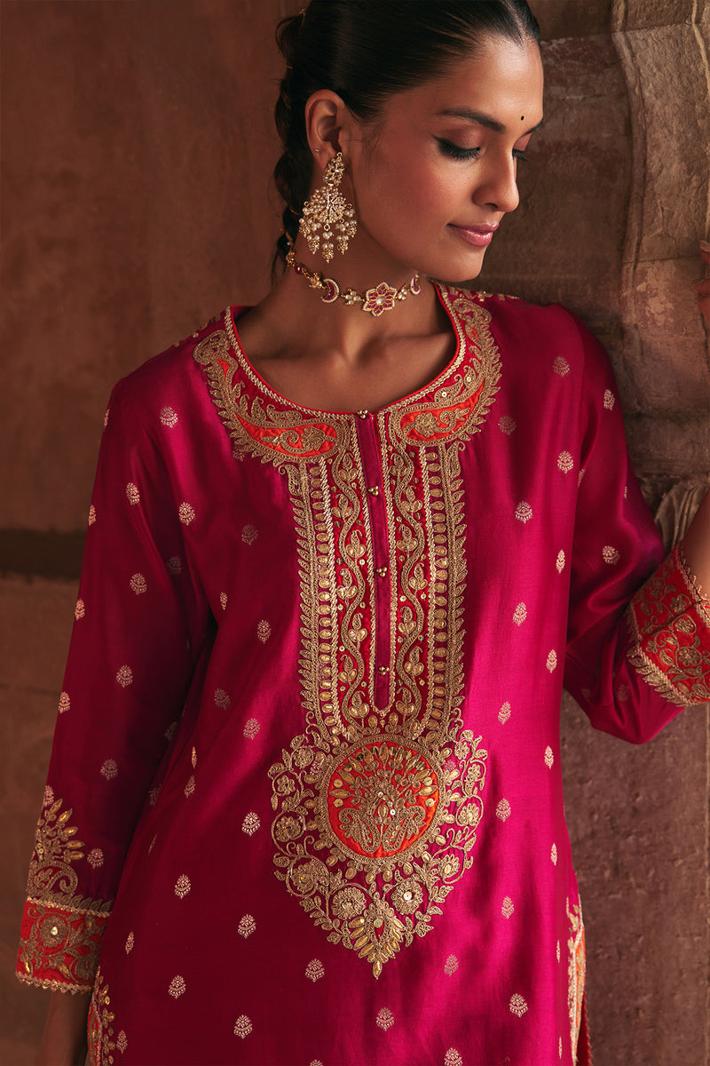 ANILA - HOTPINK SHORT KURTA WITH SALWAR