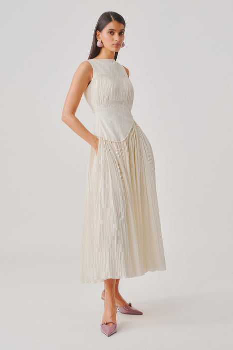 Ivory Ruched Corset Dress