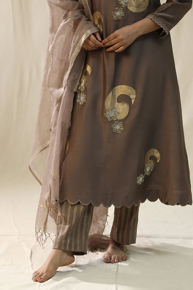 Mocha Brushstroke Suit Set