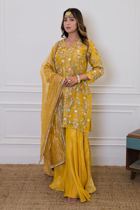 Yellow Tissue Gharara Set