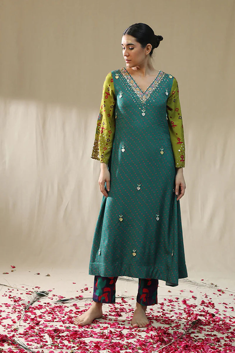 Emerald Green A Line Suit Set