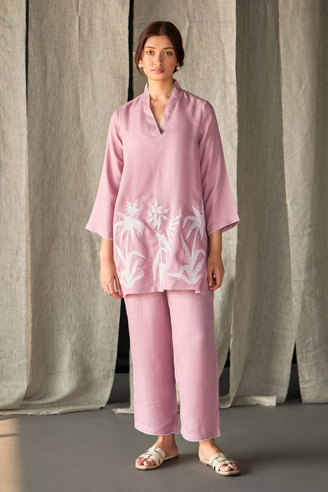Blossom Pink Applique Linen Co-ord Set