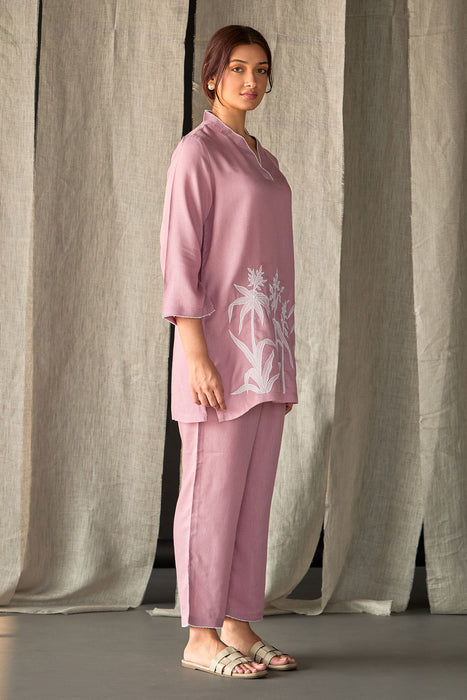 Blossom Pink Applique Linen Co-ord Set