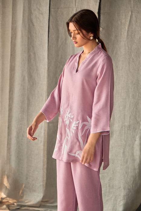 Blossom Pink Applique Linen Co-ord Set