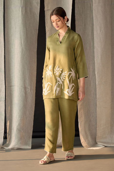 Olive Applique Linen Co-ord Set