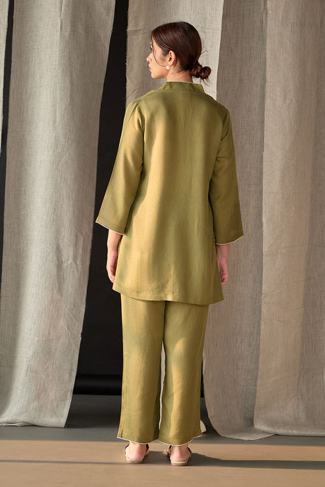 Olive Applique Linen Co-ord Set