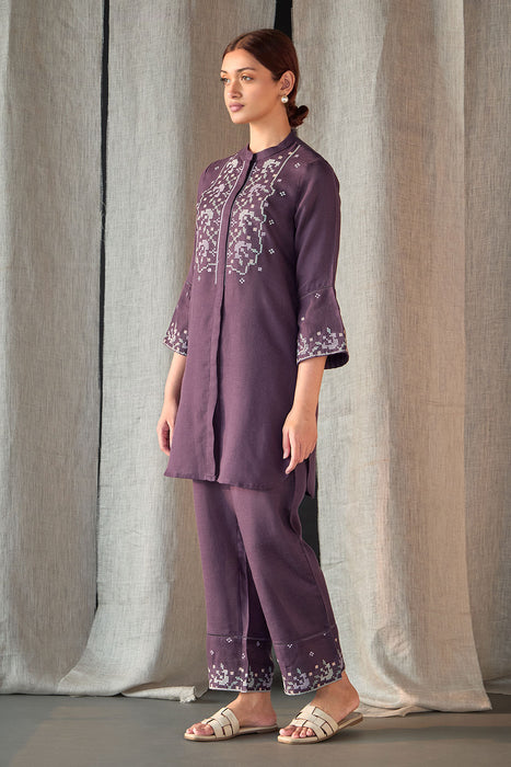 Grape Linen Cross-Stitch Co-ord Set