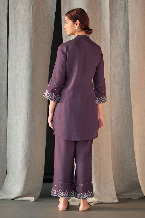 Grape Linen Cross-Stitch Co-ord Set