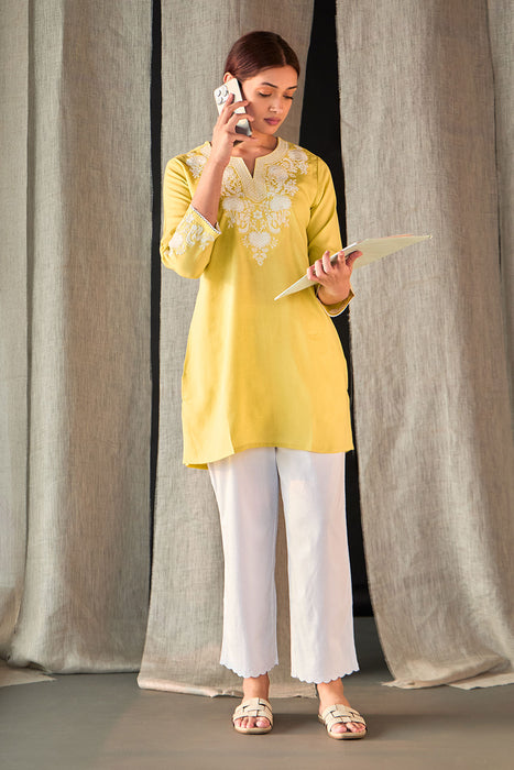 Yellow Yoke Embroidered Co-ord Set