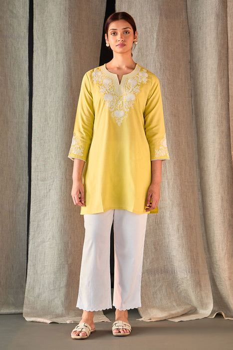 Yellow Yoke Embroidered Co-ord Set