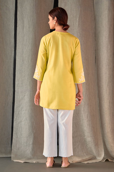 Yellow Yoke Embroidered Co-ord Set