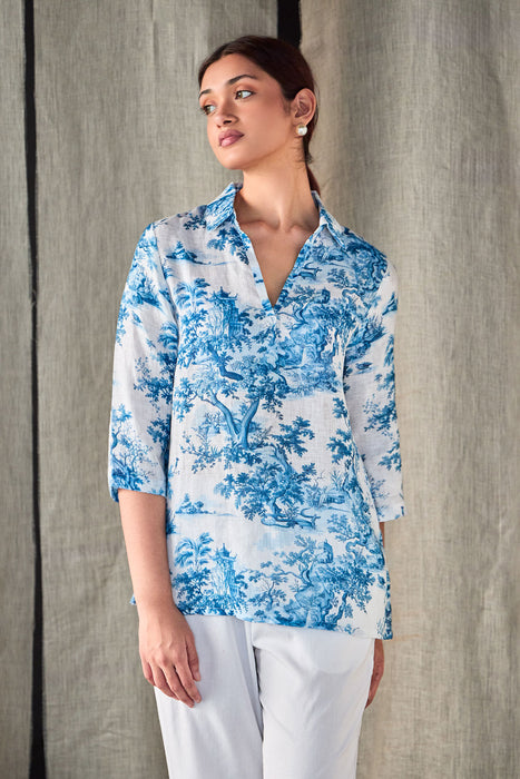 Pure Hemp Forest Shirt-Blue