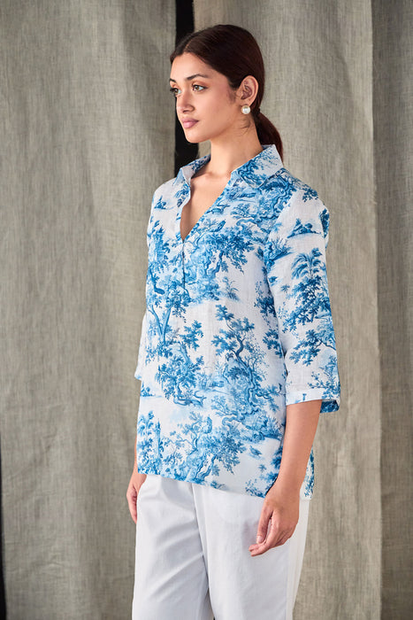 Pure Hemp Forest Shirt-Blue