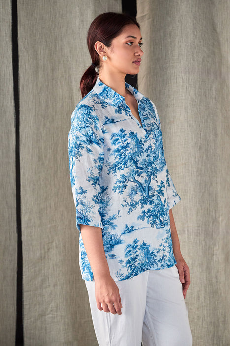 Pure Hemp Forest Shirt-Blue