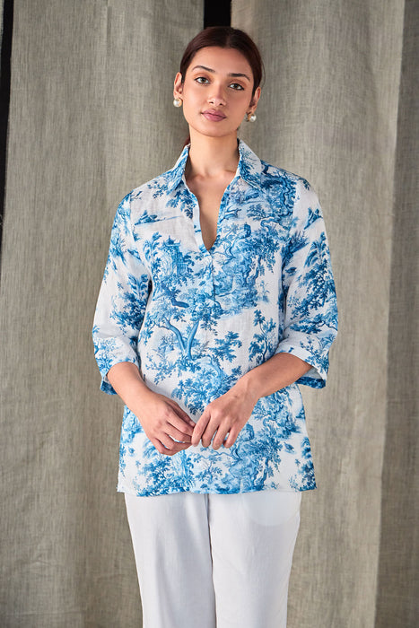 Pure Hemp Forest Shirt-Blue