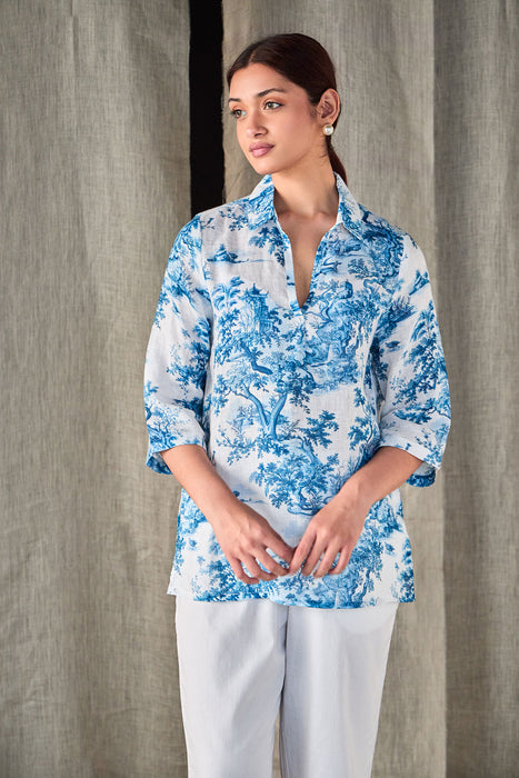 Pure Hemp Forest Shirt-Blue