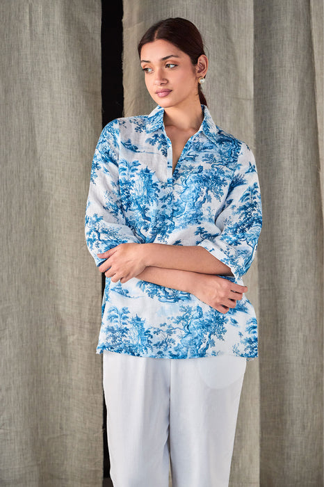 Pure Hemp Forest Shirt-Blue