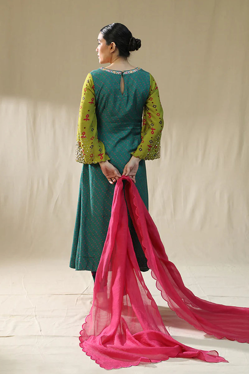 Emerald Green A Line Suit Set