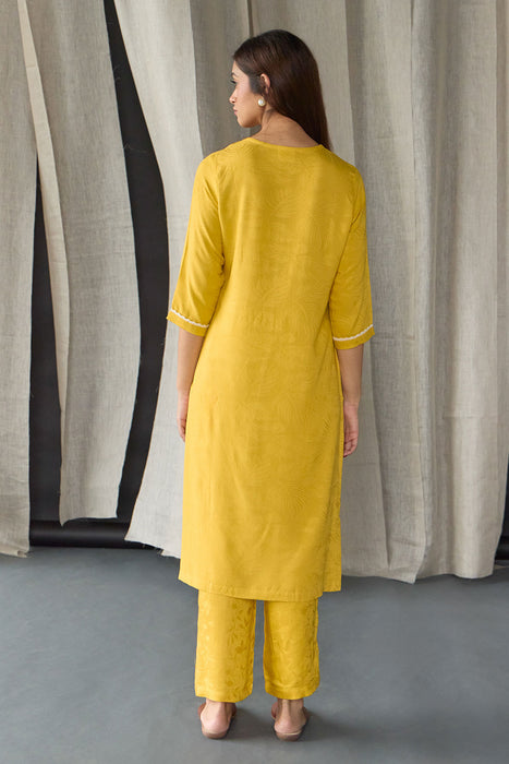 Mustard Jacquard Kurta