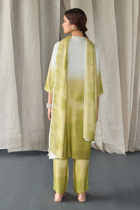 Olive Ombre Linen Kurta Set