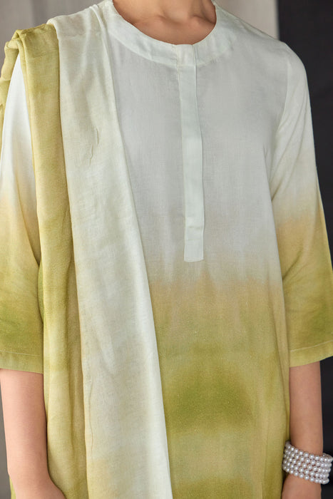 Olive Ombre Linen Kurta Set