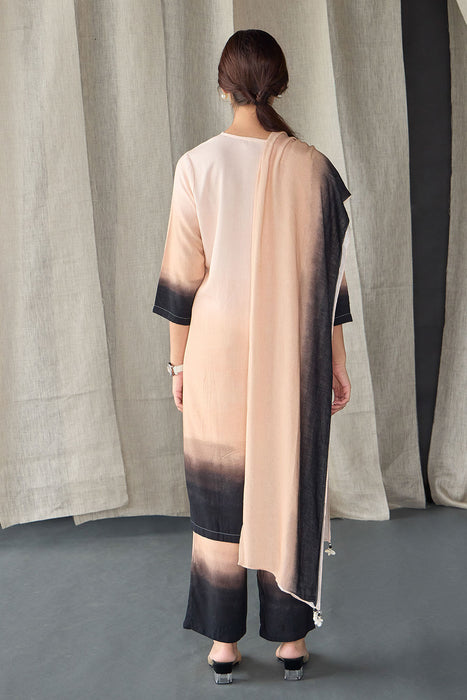 Peach Ombre Linen Kurta Set
