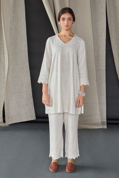 Natural Tonal Embroidered Co-ord Set