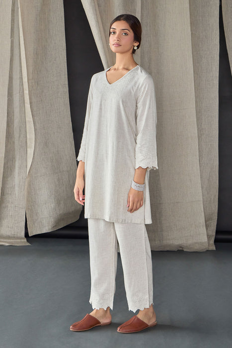 Natural Tonal Embroidered Co-ord Set