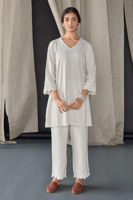 Natural Tonal Embroidered Co-ord Set