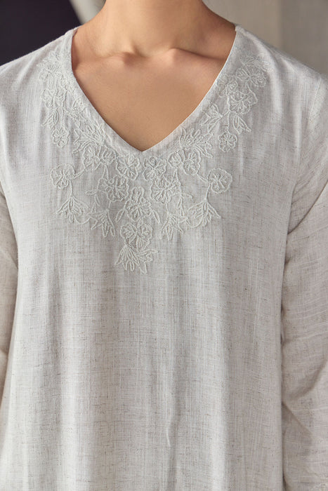 Natural Tonal Embroidered Co-ord Set