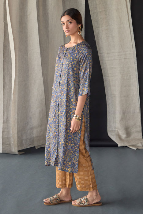 Grey Ajrakh Tencel Kurta