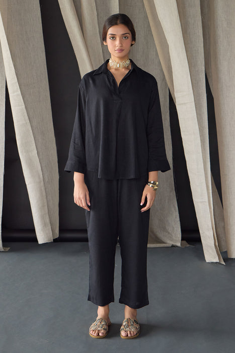 Black Linen Co-ord Set