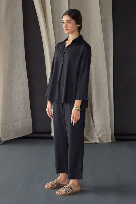 Black Linen Co-ord Set