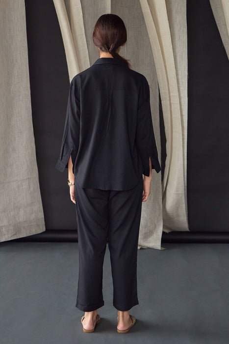 Black Linen Co-ord Set