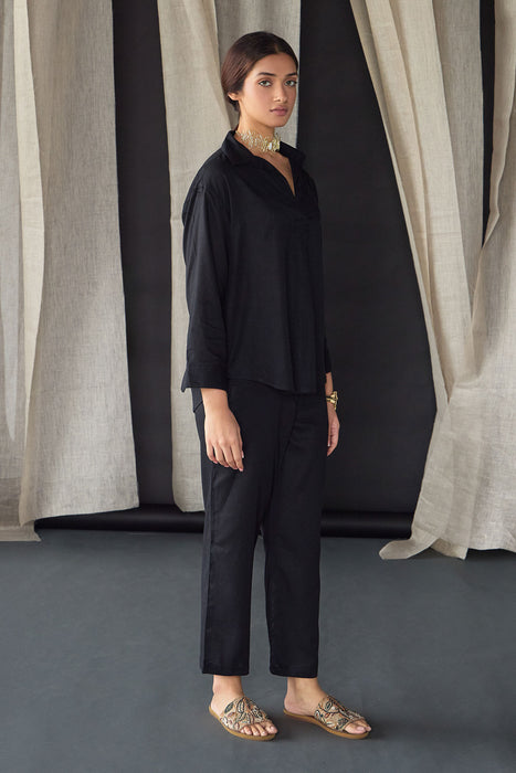 Black Linen Co-ord Set