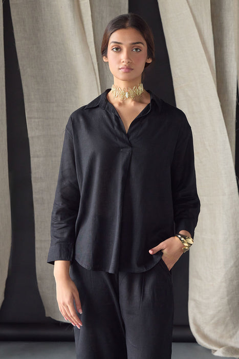 Black Linen Co-ord Set