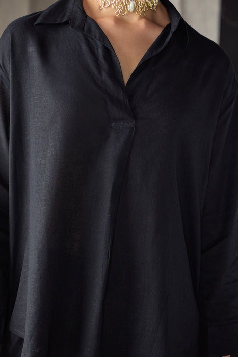 Black Linen Co-ord Set