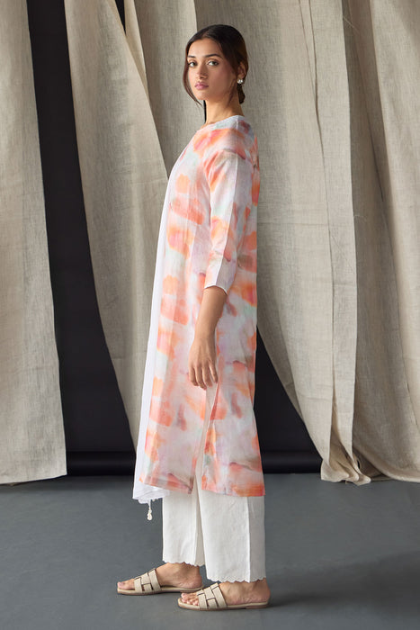 Apricot Linen Kurta Set