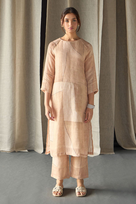 Naive Peach Pure Hemp Kurta Set