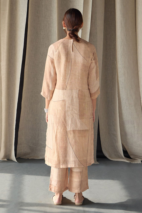 Naive Peach Pure Hemp Kurta Set