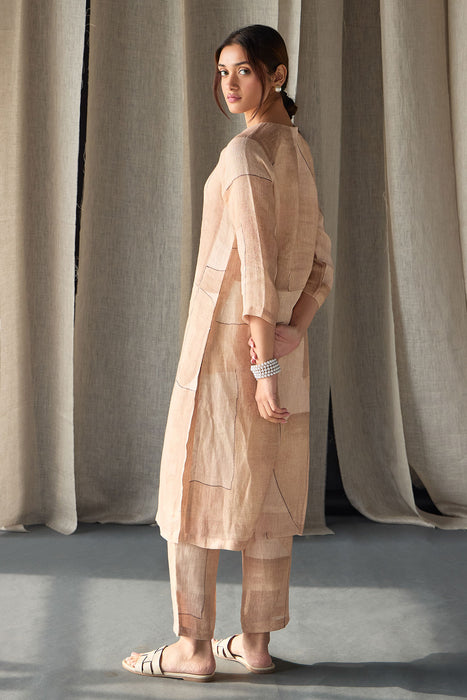 Naive Peach Pure Hemp Kurta Set
